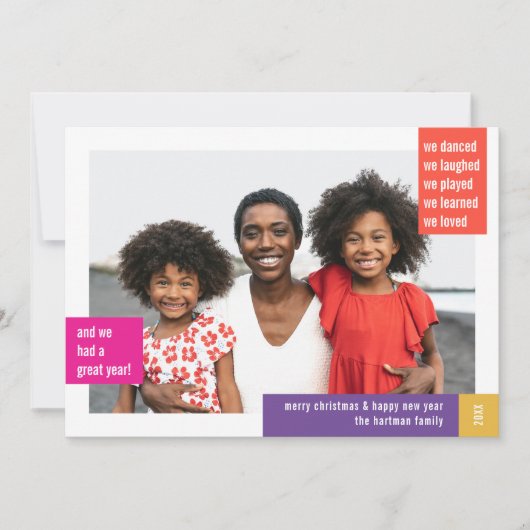 Bright modern kleurenblok met kerstmis feestdagenkaart (Voorkant)