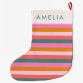 Bright Modern Stripe Cosy Christmas Stocking Grote Kerstsok (Achterkant)