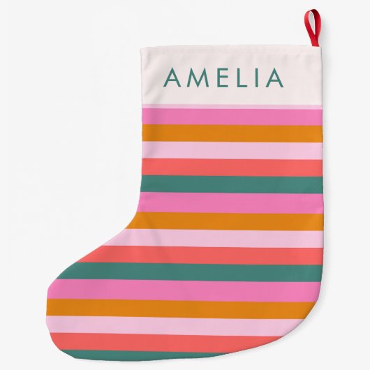 Bright Modern Stripe Cosy Christmas Stocking Grote Kerstsok (Achterkant)