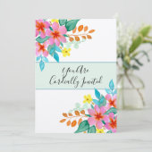 Bright Modern Waterverf Bloemen bruiloft Kaart (Staand voorkant)