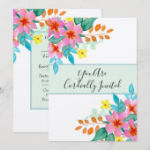 Bright Modern Waterverf Bloemen bruiloft Kaart (Voorkant / Achterkant)