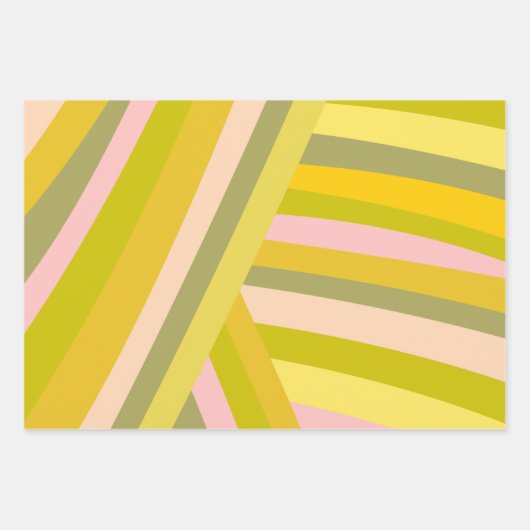 Bright Moderne Citrus Stripes Green en Roze Inpakpapier Vel (Voorkant 3)