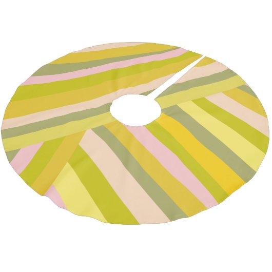 Bright Moderne Citrus Stripes Green en Roze Kerstboom Rok (Gekanteld)