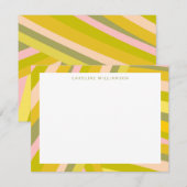 Bright Moderne Citrus Stripes Green en Roze naam Notitiekaartje (Voorkant / Achterkant)