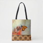 Bright Monarch Vlinder Bloem Mandala Tegel Tote Bag (Voorkant)