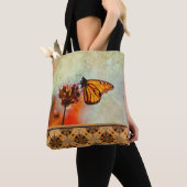 Bright Monarch Vlinder Bloem Mandala Tegel Tote Bag (Dichtbij)