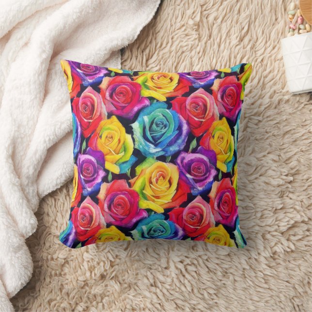 Bright multi-colored watercolor roses kussen (Deken)