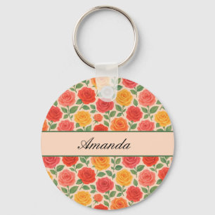 Bright Multicolor Roos Name Pattern Sleutelhanger