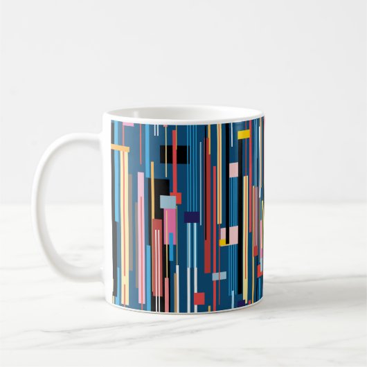 bright multicolored abstract pattern of stripes koffiemok (Links)