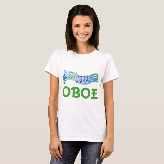 Bright Music-medewerkers Oboe-cadeau T-shirt (Voorkant volledig)