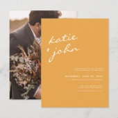 Bright Mustard Yellow minimalist virtueel huwelijk Uitnodiging Briefkaart (Voorkant / Achterkant)