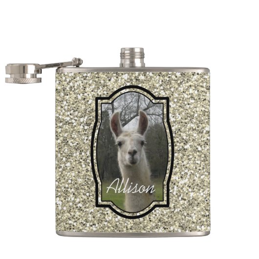 Bright N Sparking Llama in Gold Champagne Heupfles (Geopend)