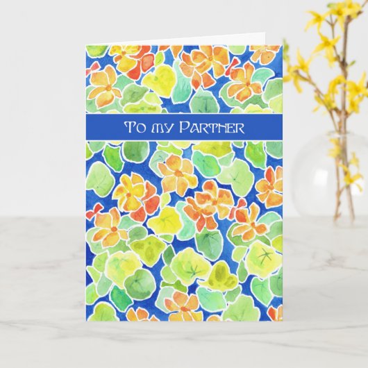 Bright Nasturtiums Floral voor Partner Moederdag Kaart (Gele Bloem)