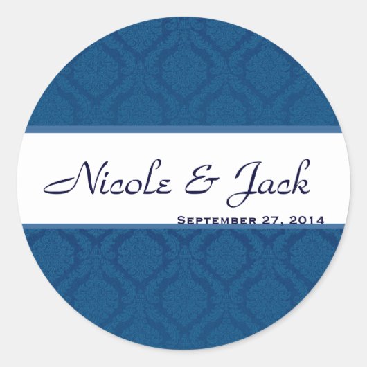 BRIGHT NAVY BLUE Diamond Damask Bruiloft Sticker (Voorkant)