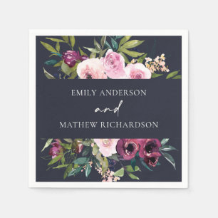 BRIGHT NAVY BLUSH BURGUNDY FLORAL BUNCH WEDDING SERVET