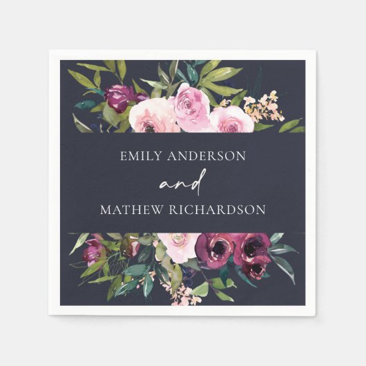 BRIGHT NAVY BLUSH BURGUNDY FLORAL BUNCH WEDDING SERVET (Voorkant)