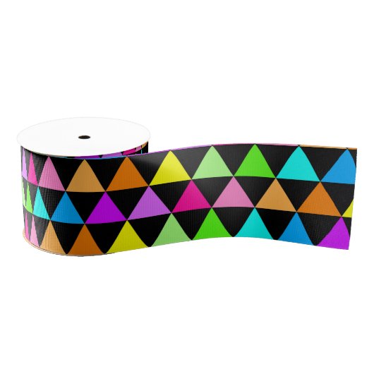Bright Neon 80s Colors Triangles Grosgrain Ribbon Lint (Spoel)