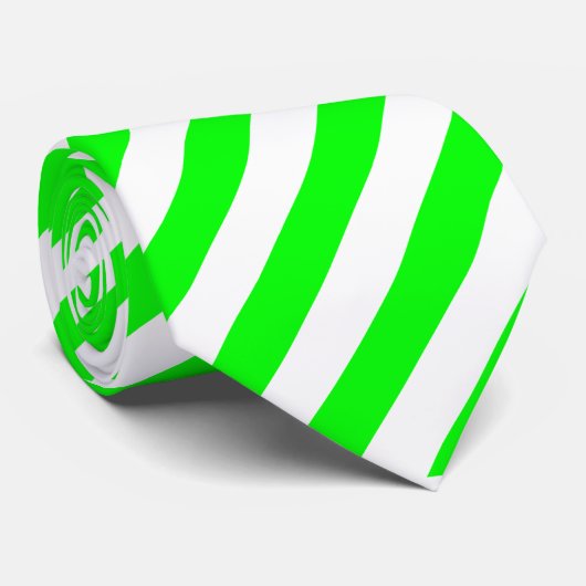 Bright Neon Chartreuse Green Stripe Necktie Stropdas (Opgerold)