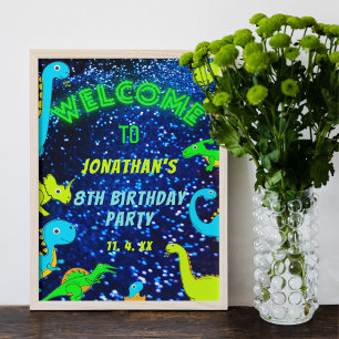 Bright Neon Dinosaurs Jongens Party Welkomstbord Poster