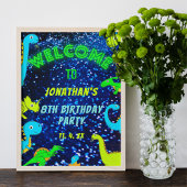 Bright Neon Dinosaurs Jongens Party Welkomstbord Poster