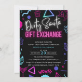 Bright Neon Dirty Santa Gift Exchange Party Kaart (Voorkant)
