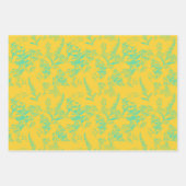 Bright Neon Geel & Blauw Wildflower Inpakpapier Vel (Voorkant)