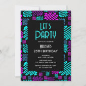 Bright Neon geometrisch patroon zwart 25e verjaard Kaart (Voorkant)
