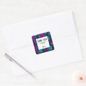 Bright Neon geometrisch patroon zwart dank u Vierkante Sticker (Envelop)