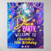 Bright Neon Glow Disco Dance Party Welkomstbord Poster (Voorkant)