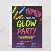 Bright Neon Glow Party Verjaardag Kaart (Voorkant)
