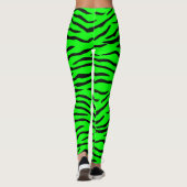 Bright Neon Green en Black Tiger Stripes Leggings (Achterkant)