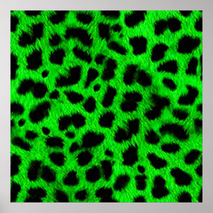 BRIGHT NEON GREEN LIMOEN BLACK ANIMAAL PRINT PATTE