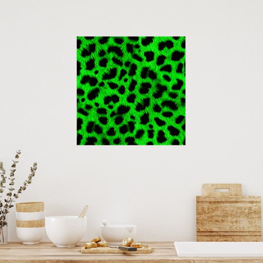 BRIGHT NEON GREEN LIMOEN BLACK ANIMAAL PRINT PATTE (Keuken)