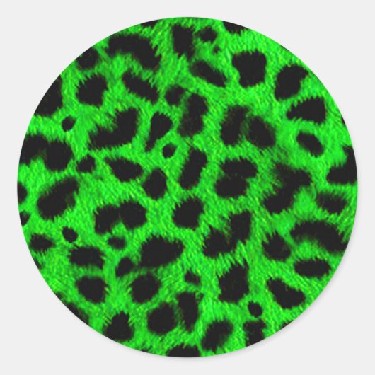 BRIGHT NEON GREEN LIMOEN BLACK ANIMAAL PRINT PATTE RONDE STICKER (Voorkant)