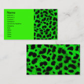 BRIGHT NEON GREEN LIMOEN BLACK ANIMAAL PRINT PATTE VISITEKAARTJE (Voorkant / Achterkant)