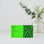 BRIGHT NEON GREEN LIMOEN BLACK ANIMAAL PRINT PATTE VISITEKAARTJE (Staand voorkant)