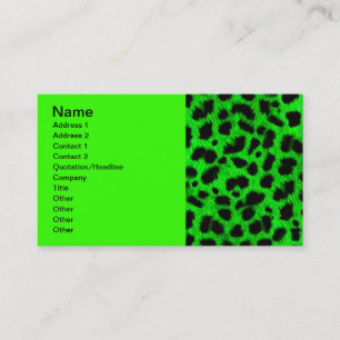 BRIGHT NEON GREEN LIMOEN BLACK ANIMAAL PRINT PATTE VISITEKAARTJE