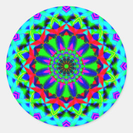 Bright Neon Kaleidoscoop | Abstract Mandala Ronde Sticker