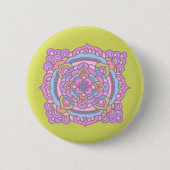 Bright Neon Kleurrijke Tracery Ornament Button (Voorkant)