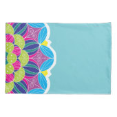 Bright Neon Mandalas en Blauwgroen Kussensloop (Achterkant-Links)