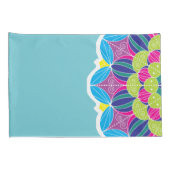 Bright Neon Mandalas en Blauwgroen Kussensloop (Achterkant-Rechts)