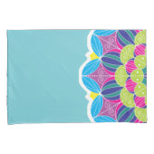 Bright Neon Mandalas en Blauwgroen Kussensloop (Voorkant-Rechts)