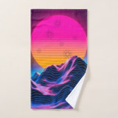 Bright Neon Mountains Dusk tot Dawn Bad Handdoek (Handdoek)