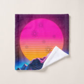 Bright Neon Mountains Dusk tot Dawn Bad Handdoek (Wasdoekje)