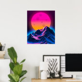 Bright Neon Mountains Dusk tot Dawn Poster (Thuiskantoor)