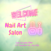 Bright Neon Nail Art Salon Entry – gepersonaliseer Raamsticker (Vel 3)
