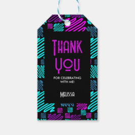 Bright Neon Paarse Blauw Geometrisch Dank u Cadeaulabel