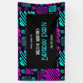 Bright Neon Paarse Blauwe Geometrische Verjaardag  Spandoek (Verticaal)
