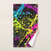 Bright Neon Paint Splatter Bad Handdoek (Handdoek)