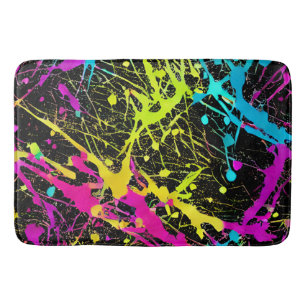 Bright Neon Paint Splatter Badmat